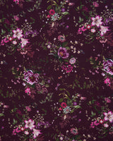 Eve Floral Long Fringed Scarf in Burgundy