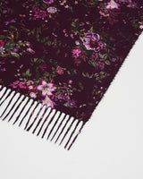 Eve Floral Long Fringed Scarf in Burgundy