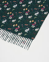Niva Long Fringed Scarf in Forest Green