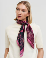 Eve Narrative Medium Square Scarf in Burgundy