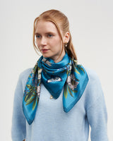 Midnight Garden Medium Square Scarf in Teal