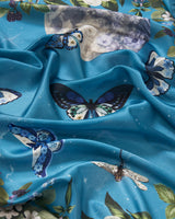 Midnight Garden Medium Square Scarf in Teal