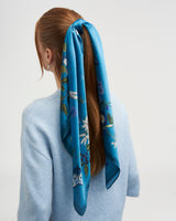 Midnight Garden Medium Square Scarf in Teal