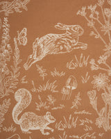 Woodland Scene, Check Long Jacquard Scarf in Tan