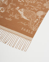 Woodland Scene, Check Long Jacquard Scarf in Tan