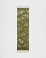 Woodland Scene, Check Long Jacquard Scarf in Khaki