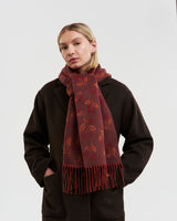Blackberry Long Jacquard Scarf in Burgundy