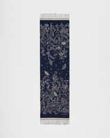 Midnight Garden Long Jacquard Scarf in Navy