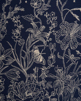Midnight Garden Long Jacquard Scarf in Navy
