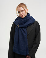 Selene Large Square Jacquard Scarf in Navy