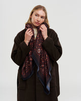 Eve Paisley Large Square Pashmina Scarf in Chocolate