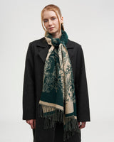 Midnight Garden Long Jacquard Scarf in Green