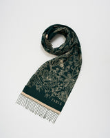 Midnight Garden Long Jacquard Scarf in Green