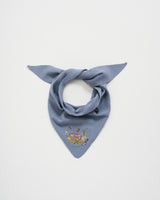 Hedgehog Embroidered
Knitted Triangle Scarf in Blue