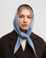 Hedgehog Embroidered
Knitted Triangle Scarf in Blue