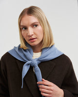 Hedgehog Embroidered
Knitted Triangle Scarf in Blue