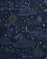 Zodiac Long Fringed Scarf in Navy