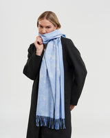 Zodiac Long Fringed Scarf in Blue
