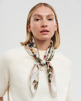Orla Mushroom Small Square Scarf in Ivory