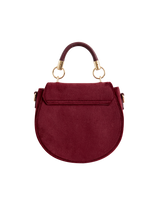 Fox & Mushroom Embroidered Saddle Bag - Redcurrant Velvet