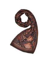 Deco Blooms Brown Stripe Border Midweight Scarf