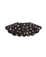 Floral Ditsy Black Satin Embroidered Collar
