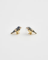 Enamel Blue Tit Stud Earrings