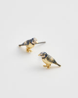 Enamel Blue Tit Stud Earrings