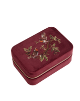 Robin Love Embroidered Large Jewellery Box Redcurrant Velvet
