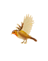 Enamel Flying Robin Brooch