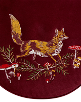 Fox & Mushroom Embroidered Saddle Bag - Redcurrant Velvet