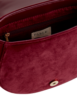Fox & Mushroom Embroidered Saddle Bag - Redcurrant Velvet