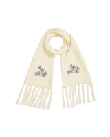 Forget-Me-Not Knitted Cream Scarf