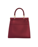 Fox & Mushroom Embroidered Burgundy Satin Tote