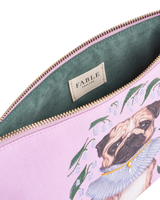 Catherine Rowe Pet Portraits Pug Pink Cotton Pouch