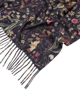Wolf Garden Navy Scarf with Tassels