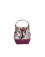 Floral Engravings Plum Bucket Bag