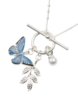 Blue Butterfly Silver Necklace