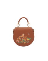 Fox & Pumpkin Embroidered Tan Saddle Bag