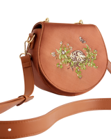 Sleepy Fawn Embroidered Satin Saddle Bag