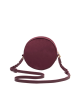 Magical Mushroom Embroidered Burgundy Velvet Circle Bag