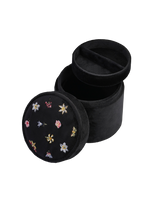 Floral Ditsy Embroidered Black Velvet Jewellery Box