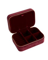 Robin Love Embroidered Large Jewellery Box Redcurrant Velvet