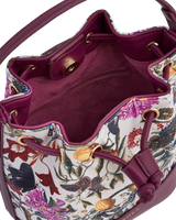 Floral Engravings Plum Bucket Bag