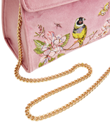 Morning Song Bird Embroidered Mini Pink Tote