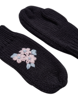 Forget-Me-Not Knitted Navy Mittens
