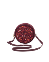 Magical Mushroom Embroidered Burgundy Velvet Circle Bag