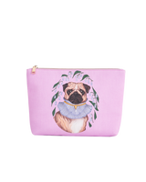 Catherine Rowe Pet Portraits Pug Pink Cotton Pouch
