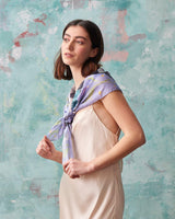 Catherine Rowe Pet Portraits Frenchie Lavender Silk Square Scarf