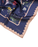 Running Bunny Toile Navy Square Scarf